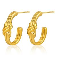 Brass Stud Earring, 18K gold plated, fashion jewelry & for woman, golden, 18.10x1.50mm, Sold By Pair