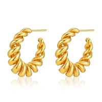Brass Stud Earring, 18K gold plated, fashion jewelry & for woman, golden, 21mm, Sold By Pair