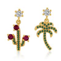 Brass Drop Earring, 18K gold plated, fashion jewelry & for woman & with cubic zirconia, multi-colored, 22x10mm, Sold By Pair