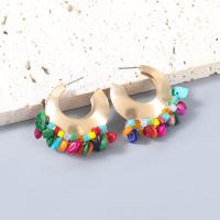 Tibetan Style Drop Earring, with Resin, plated, fashion jewelry & for woman, more colors for choice, 40x39mm, Sold By Pair
