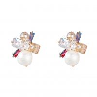 Akryl šperky náušnice, Zinek, s ABS plast pearl & Akryl, módní šperky & pro ženy, 37x32mm, Prodáno By Pair