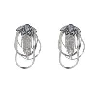Мода Fringe Серьги, цинковый сплав, ювелирные изделия моды & Женский & с акриловым стеклом & со стразами, серебряный, 75x45mm, продается Пара
