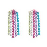Fashion Fringe Earrings, Tibetan Style, fashion jewelry & for woman & with rhinestone, multi-colored, 88x29mm, Sold By Pair