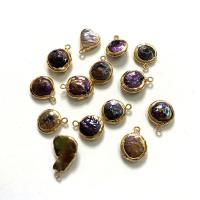 Pendentifs perles d'eau douce, perle d'eau douce cultivée, avec laiton, Placage de couleur d'or, bijoux de mode & DIY, violet, 10x15-15x25mm, Vendu par PC