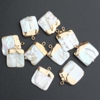 Freshwater Pearl Pendants, with Brass, gold color plated, fashion jewelry & DIY, 22x16mm, Sold By PC