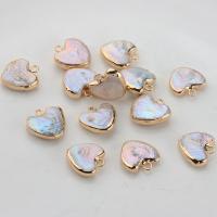 Freshwater Pearl Pendants, with Brass, Heart, gold color plated, fashion jewelry & DIY, 13x13mm, Sold By PC