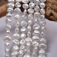 Barok ferskvandskulturperle Beads, Ferskvandsperle, Uregelmæssig, Barokstil & du kan DIY, hvid, 10mm, Solgt Per Ca. 15 inch Strand