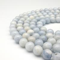Perles de Célestite goutte, Rond, poli, DIY & normes différentes pour le choix, bleu, Vendu par Environ 14.6 pouce brin