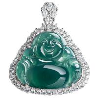 Jadeite Necklace, silver color plated, light blue, 28x33x7mm, Length:Approx 14.96 Inch, Sold By PC