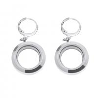 Huggie Hoop Drop Earring, Tibetan Style, with Glass, Round, platinum color plated, can open and put into something & Unisex, nickel, lead & cadmium free, 20x38mm, Inner Diameter:Approx 13mm, Sold By Pair