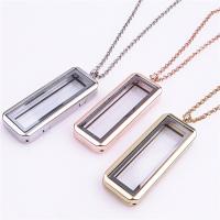 Floating Locket Necklace, Tibetan Style, with Magnet & Glass, Rectangle, plated, more colors for choice, nickel, lead & cadmium free, 19.24x57x7mm, Length:Approx 24 Inch, Sold By PC