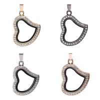 Floating Charms Pendant Zinc Alloy with Magnet & Glass Heart plated Unisex & with rhinestone nickel lead & cadmium free Sold By PC