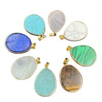 Gemstone Pendants Jewelry, Natural Stone, with Brass, Teardrop, gold color plated, different materials for choice & Unisex, more colors for choice, nickel, lead & cadmium free, 20-21mmx34mm, Length:Approx 14.96 Inch, Sold By PC