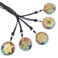 Natural Gemstone Necklace Resin with Gemstone Round Unisex Length Approx 14.96 Inch Sold By PC