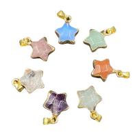 Gemstone Pendants Jewelry Natural Stone with Brass Star gold color plated & Unisex Sold By PC