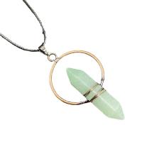 Gemstone Pendants Jewelry, Natural Stone, with Iron, Conical, plated, different materials for choice & Unisex, more colors for choice, 30x60mm, Sold By PC