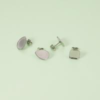 Stainless Steel Earring Stud Component, silver color plated, fashion jewelry, silver color, Sold By Pair