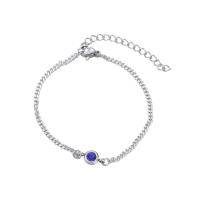 Stainless Steel Jewelry Bracelet with 1.97 extender chain silver color plated fashion jewelry & with rhinestone 6.50mm Length 6.69 Inch Sold By PC