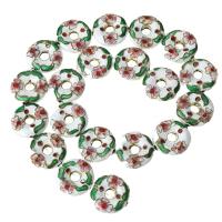 Cloisonne Beads, Flat Round, Carved, hollow, white, 20x20mm, Hole:Approx 2mm, 20PCs/Strand, Sold Per Approx 16 Inch Strand
