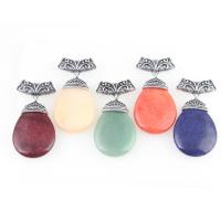 Gemstone Pendants Jewelry, Tibetan Style, with Gemstone, more colors for choice, 58x29mm, Sold By PC