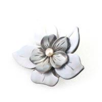 Shell Brooch, Tibetan Style, with Shell, Flower, Unisex, mixed colors, 63x50mm, Sold By PC