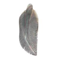 Broche de coquille, alliage de zinc, avec coquille, forme de plume, unisexe, gris, 83x32mm, Vendu par PC