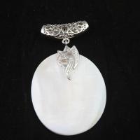 Natural White Shell Pendants, Tibetan Style, with White Shell, white, 76x45mm, Sold By PC