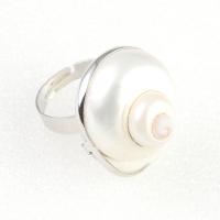 Shell Finger Rings, Tibetan Style, with Shell, Adjustable & Unisex, white, 38x29mm, Sold By PC
