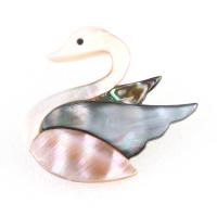 Shell Brooch, Tibetan Style, with Shell, Swan, Unisex, mixed colors, 47x42mm, Sold By PC