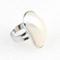 Shell Finger Rings, Tibetan Style, with White Shell, Adjustable & Unisex, white, 30x28mm, Sold By PC