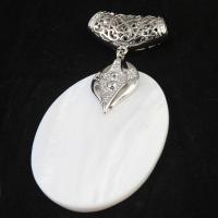 Natural White Shell Pendants, Tibetan Style, with White Shell, white, 75x46mm, Sold By PC