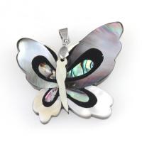 Shell Pendants Zinc Alloy with Shell Butterfly mixed colors Sold By PC