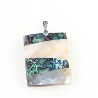 Shell Pendants, Tibetan Style, with Shell, Rectangle, mixed colors, 60x36mm, Sold By PC
