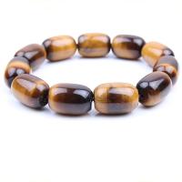 Natural Tiger Eye Bracelets, Drum, polished, anti-fatigue & for man, mixed colors, 13x18mm, Length:7.5 Inch, Sold By PC