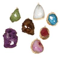Pendentif en agate de quartz glacé, laiton, avec agate quartz de glace, plus de couleurs à choisir, Vendu par PC