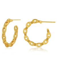 Brass Stud Earring 18K gold plated fashion jewelry & for woman golden 21mm Sold By Pair