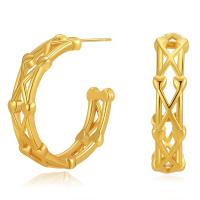 Brass Stud Earring, 18K gold plated, fashion jewelry & for woman, golden, 25x4mm, Sold By Pair