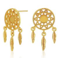 Boucles d'oreilles pendantes en laiton, Plaqué d'or 18K, bijoux de mode & pour femme, doré, 21x11mm, Vendu par paire
