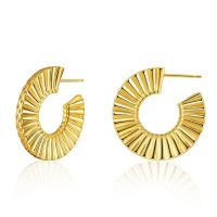 Brass Stud Earring, 18K gold plated, fashion jewelry & for woman, golden, 21x11mm, Sold By Pair
