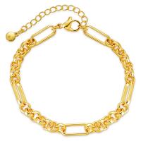 Pulseiras de latão, cobre, with 2.36 extender chain, 18K banhado a ouro, joias de moda & para mulher, dourado, comprimento 6.89 inchaltura, vendido por PC