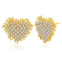 Cubic Zirconia Micro Pave Brass Earring Heart 18K gold plated fashion jewelry & for woman & with cubic zirconia golden Sold By Pair