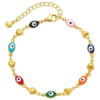 Evil Eye Jewelry Bracelet, Brass, with 2.36 extender chain, 18K gold plated, fashion jewelry & for woman & enamel, multi-colored, Length:6.69 Inch, Sold By PC