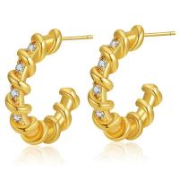 Boucles d'oreilles en laiton zircon cubique pavent, Plaqué or 18K, bijoux de mode & pour femme & avec zircone cubique & avec strass, doré, 23x4mm, Vendu par paire