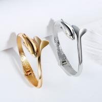 laiton bracelet ordinaire, dauphin, Plaqué or 18K, bijoux de mode & pour femme, plus de couleurs à choisir, 63x10mm, Vendu par PC