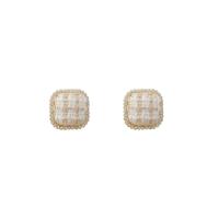 Tibetan Style Stud Earring, with Cloth, high quality plated, fashion jewelry & for woman & with rhinestone, more colors for choice, 22x22mm, Sold By Pair