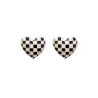 Zinc Alloy Stud Earring Heart high quality plated fashion jewelry & for woman white and black Sold By Pair