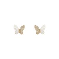 Zinc Alloy Stud Earring with Acrylic Butterfly high quality plated fashion jewelry & for woman & with cubic zirconia golden Sold By Pair