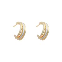 Brass Stud Earring 925 thailand sterling silver post pin real gold plated fashion jewelry & for woman golden Sold By Pair