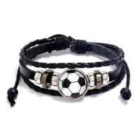 PU Leather Cord Bracelets with Copper Coated Plastic & Brass fashion jewelry Length 17 cm Sold By PC