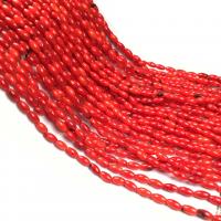 Perles de corail synthétiques, riz, DIY, rouge, 4x8mm, Vendu par Environ 15 pouce brin
